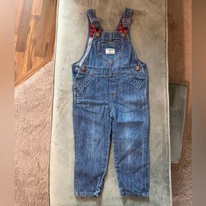 OshKosh B'gosh Blue Denim Overalls with Red Accents
